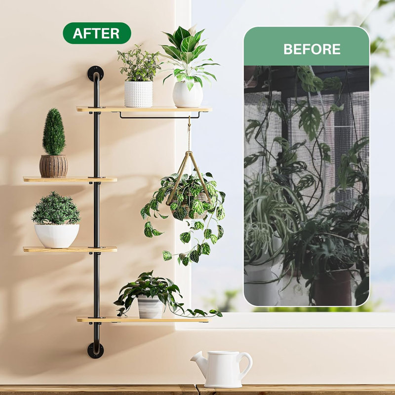 Window Shelf For Plants, 4 Tier Rotating Window Sill Plant Shelves Stand Plant Wall Holder With Hanger