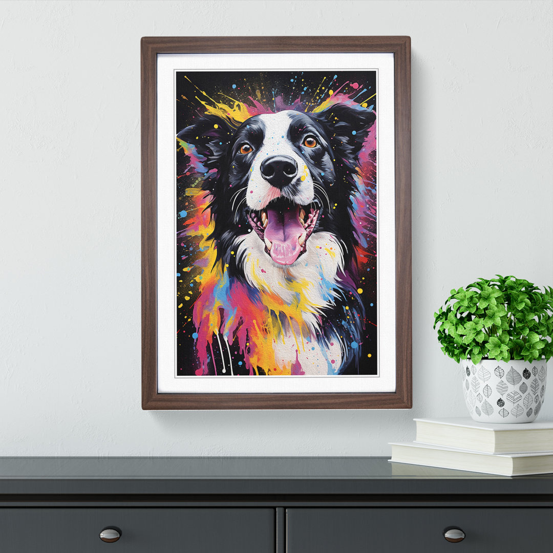 Border Collie Action Painting - Framed Print