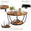 Table basse ronde de 31,5 po, tables basses à 2 niveaux, petite table basse en bois avec rangement-391846842