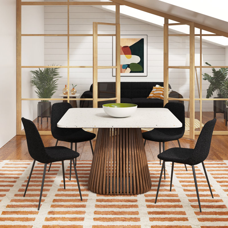 Kendall 46" Solid Wood & Terrazzo Square Dining Table