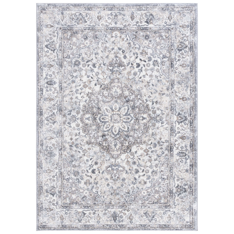 Tapis gris / ivoire Hka, Rectangle 4 pi x 6 pi