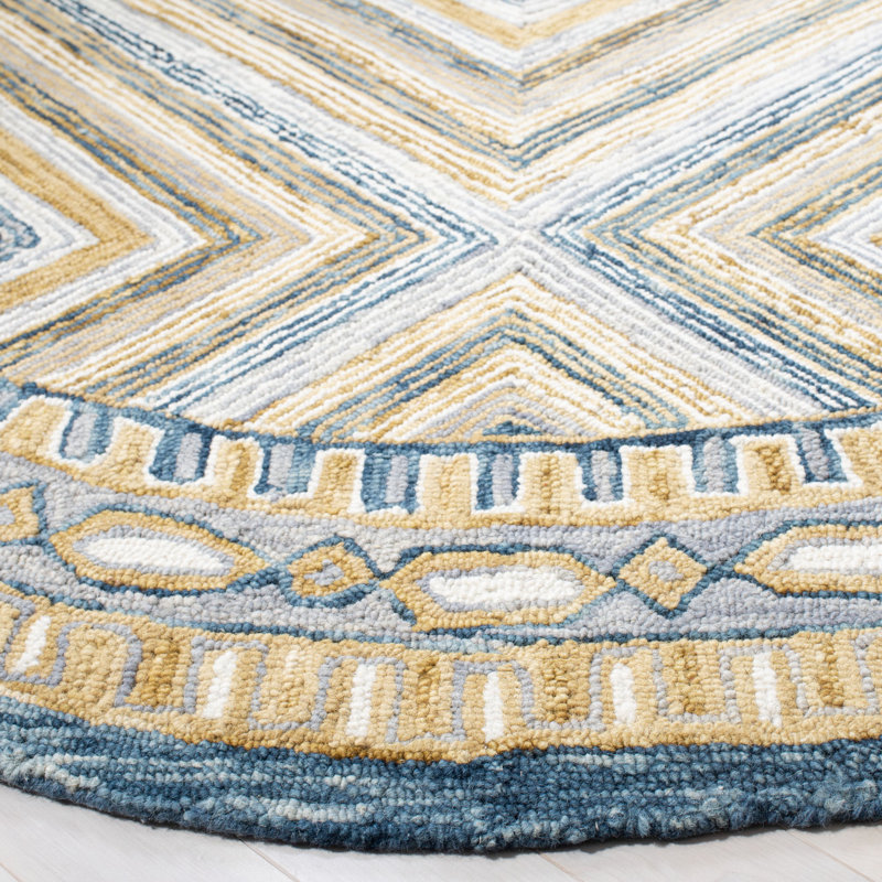 Seidl Hand Tufted Geometric Indoor/Outdoor Rug, Round 3'
