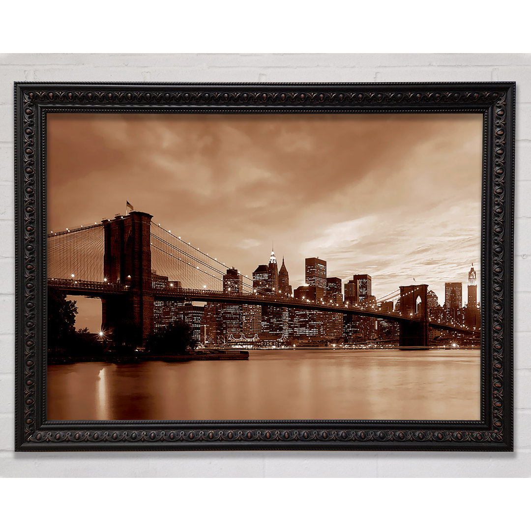 New York City Brooklyn Bridge Brown Cast - Einzelner Bilderrahmen Kunstdrucke