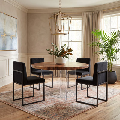 Floating Round Dining Table With Acrylic Legs, Natural