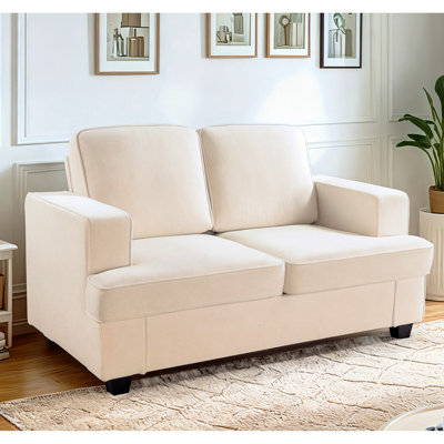 Velours confortable - siège profond avec mousse haute, accoudoirs larges pour le salon et le bureau, canapé 2 places, coussins de dossier amovibles, conception avec accoudoirs