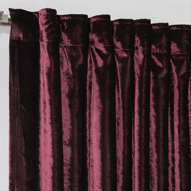 Blackout Thermal with Liner Extra Long & Extra Wide Shiny Velvet Decorative Curtain Panel, 140cm Width x 145cm Drop, Burgundy