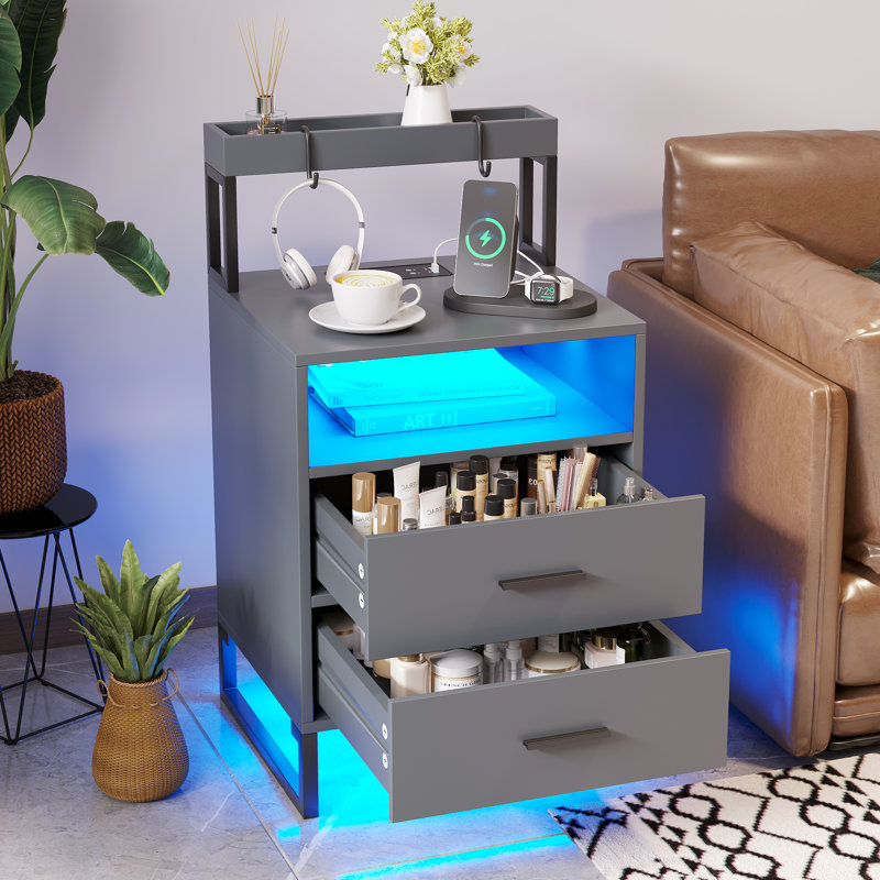 45cm W Bedside Table, Grey