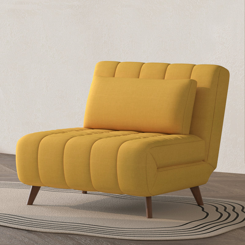 Jazariah Upholstered Pillow Back Convertible Chair, Mustard
