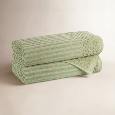 Ruvins Checkered Border Cotton Bath Towel Set