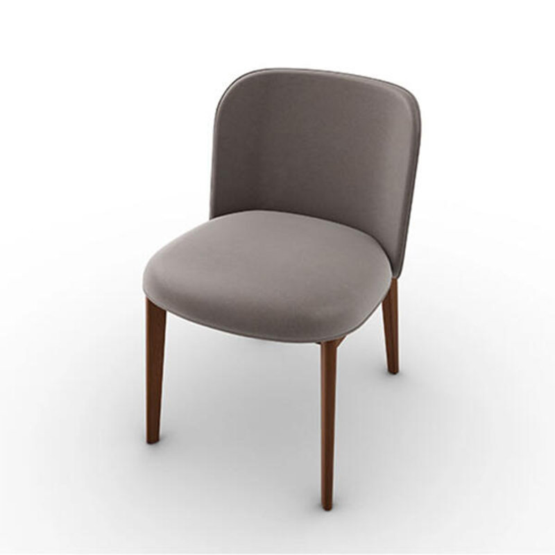 Abrey Upholstered Chair with Wooden Base, Walnut, Mud Brown