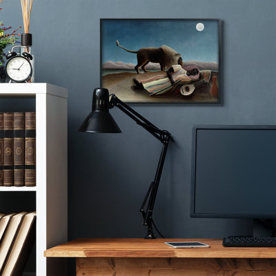 «Desert Night Lion and Traveller Classic» par Henri Rousseau - reproduction d'art