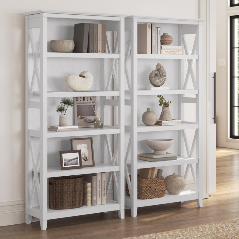 Huckins 66" H x 32" W Standard Bookcase, Pure White Oak