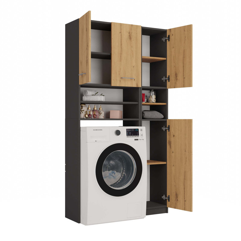 MDF Wood Laundry Room Organiser, Anthracite/Artsian