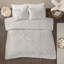 Ensemble d'édredon 3 pièces médaillon en chenille de coton gris-113361323