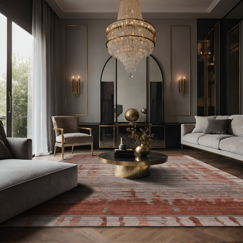 Tapis gris soyeux et moelleux, Rectangle 8 pi x 10 pi