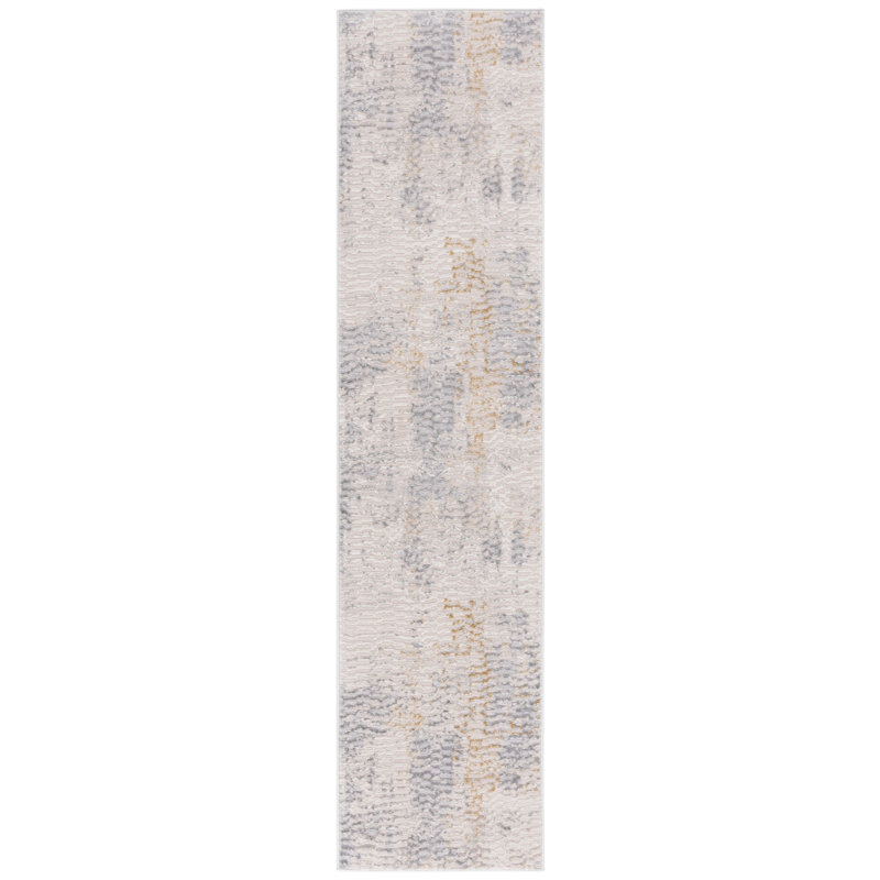 Gray and Beige Hand-Knotted Synthetic 4' x 6' Area Rug