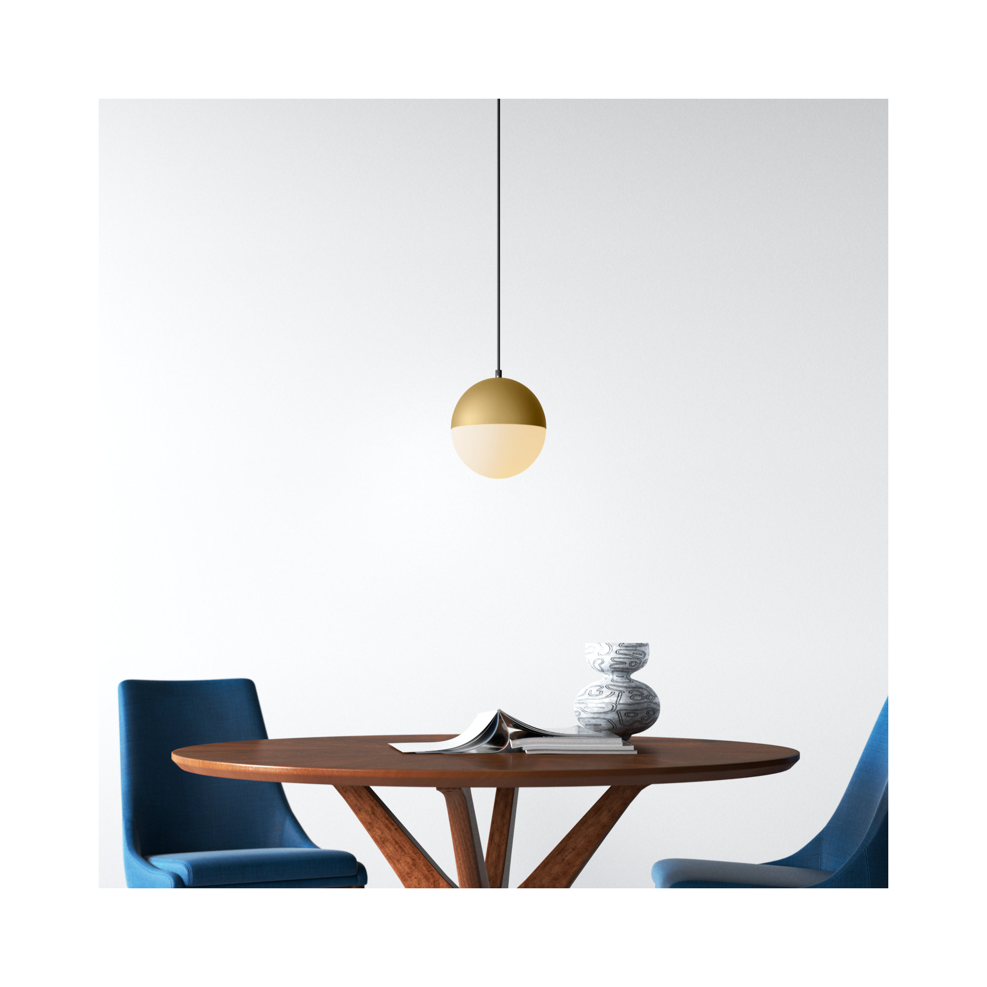 Hastings Single Light Glass Steel Dimmable Pendant, Metallic Gold, 8.5" H x 7.75" W x 7.75"D