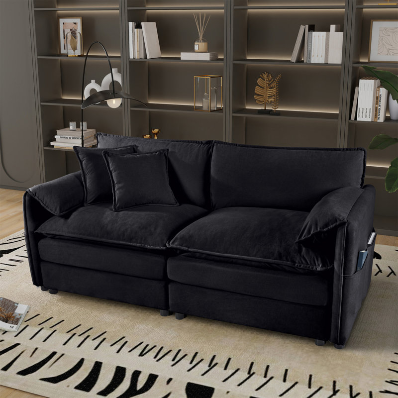 (Ancien: W3163S00006) Canapé surdimensionné en chenille, Noir