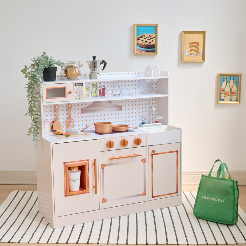 Teamson Kids Little Chef St. Louis Wooden Play Kitchen With Sink & Ice Dispenser, White