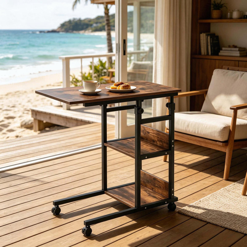 Table d'appoint mobile en forme de C à hauteur réglable
