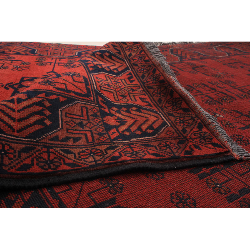 Tapis de zone one-of-kind-noué la rouge 4 pi 10 po x 6 pi en laine 3 po Kaler