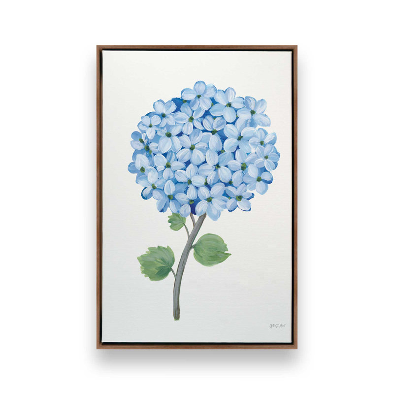 «Nantucket Blue Hydrangea I» par Yvette St. Amant, reproduction d'art, H 16 po x l 12 po, Cadre flottant, Brun