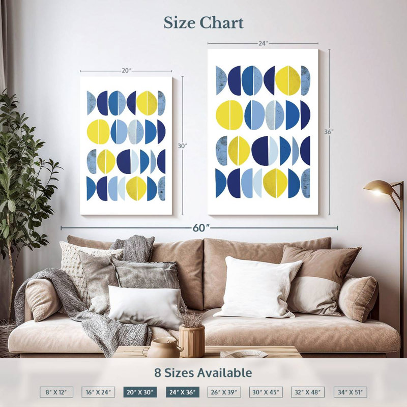 Avery bleu jaune moderne II, H 30 po x l 20 po