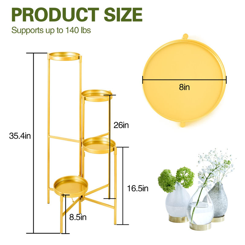Support pour plante rond multiniveaux, Jaune