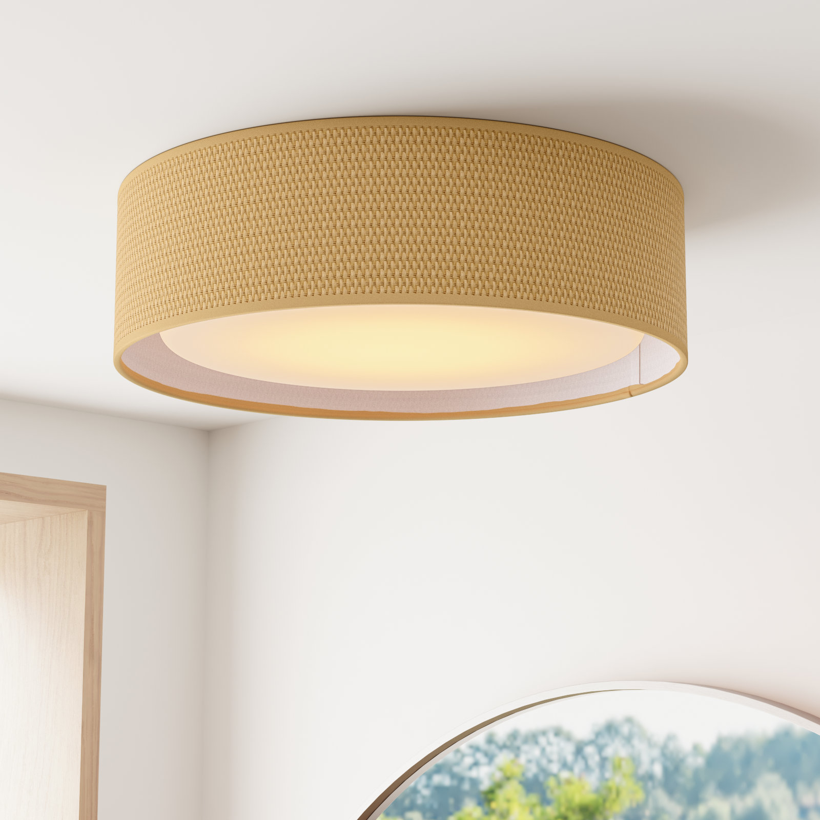 Jessalyn 3 Light LED Flush Mount, Grass Cloth, 5.5" H x 16" W x 16" D