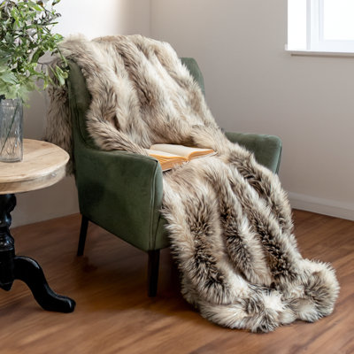 Thomas Collection® Italian Wolf Luxury Faux Fur Throw Blanket Assorted Sizes