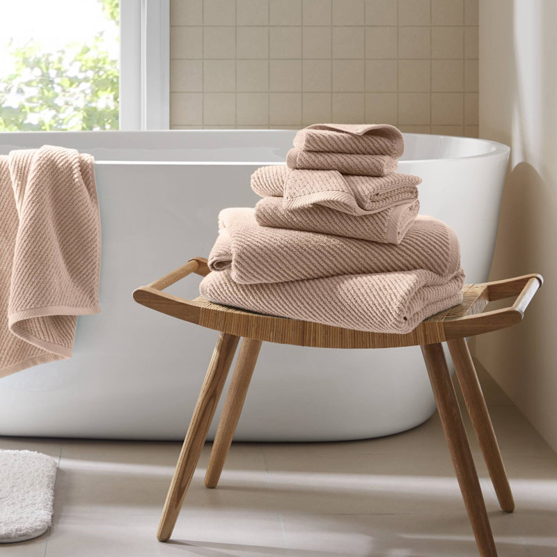 Ensemble de 6 serviettes 6 pièces 100% coton à séchage rapide en diagonale 6 pièces, beige