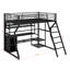 Lit mezzanine double en métal avec poste de travail et rangement multiple