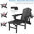 3-Level Adjustable Adirondack Chair with Retractable Ottoman – HDPE All-Weather Folding Chair with 2 Cup Holders – Perfect for Deck, Patio, Garden, or Backyard, Black-1225381403
