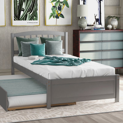 Base de lit simple avec lit gigogne en bois