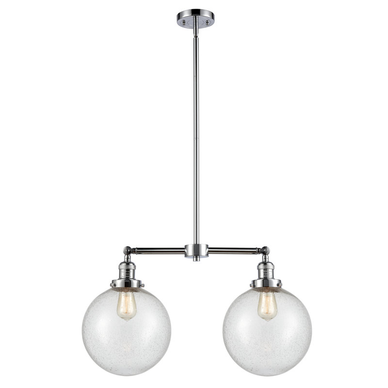 Lustre unique à 2 lumières Clermont, Ampoule DEL 6 watts Vinage, Chrome poli