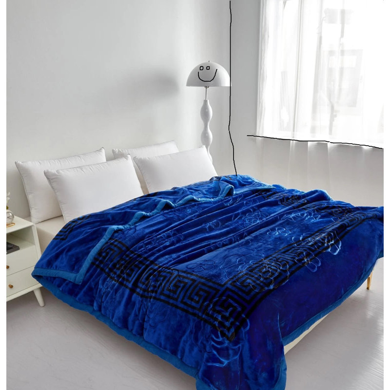 Flatweave Throw Blanket, Blue Geometric