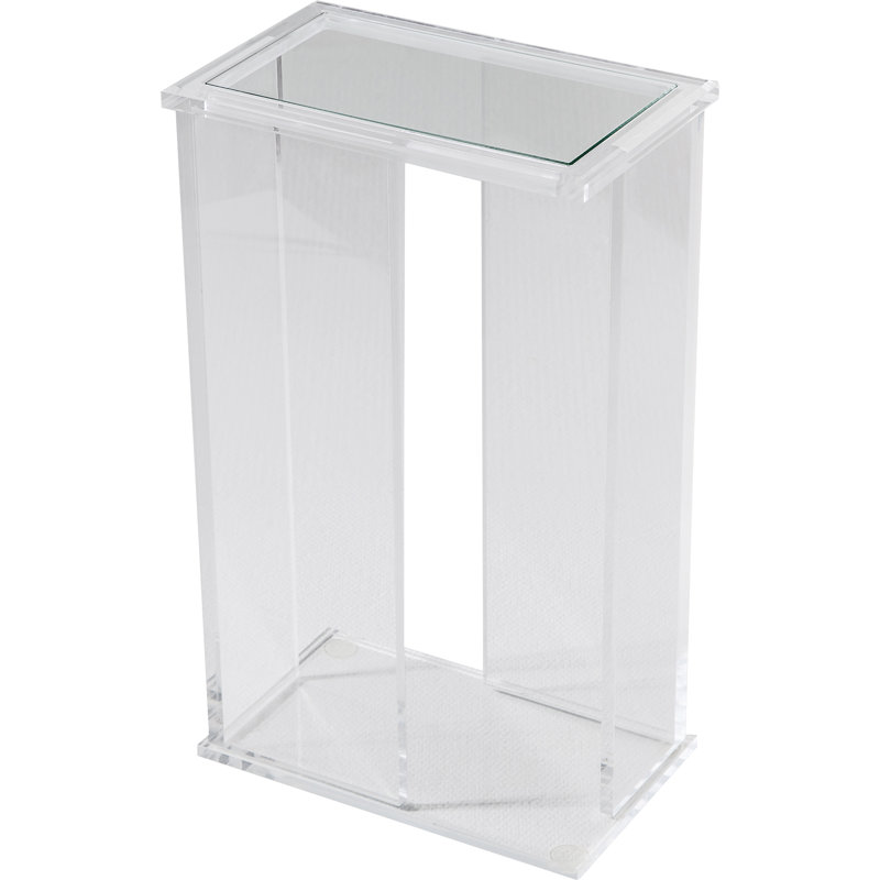 Clear Acrylic and Glass Rectangular End Table