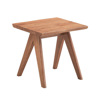Table de bout moderne Mid-Century, rotin naturel et finition bois