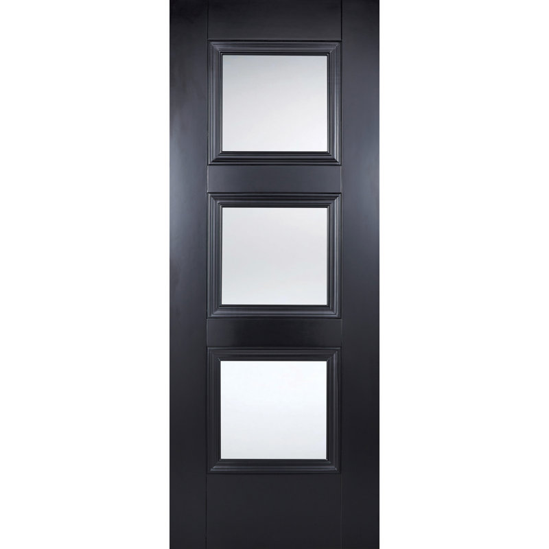 Amsterdam Primed Black Glazed Internal Door, 198.1cm H x 68.6cm W x 3.5cm D