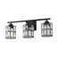 Éclairage pour meuble-lavabo réglable en cristal de fer noir mat à 3 lampes