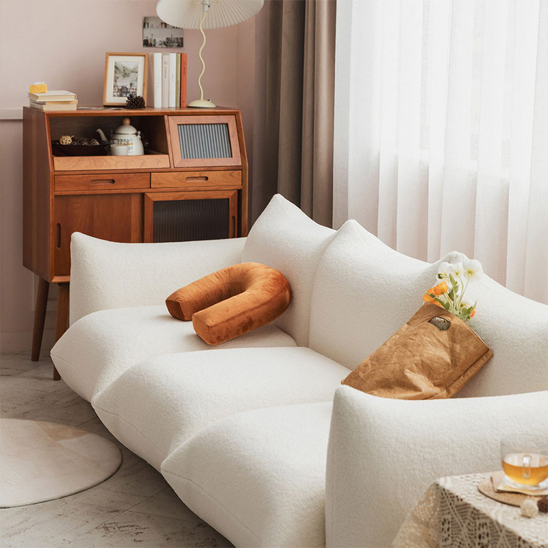 Canapé modulaire en velours blanc