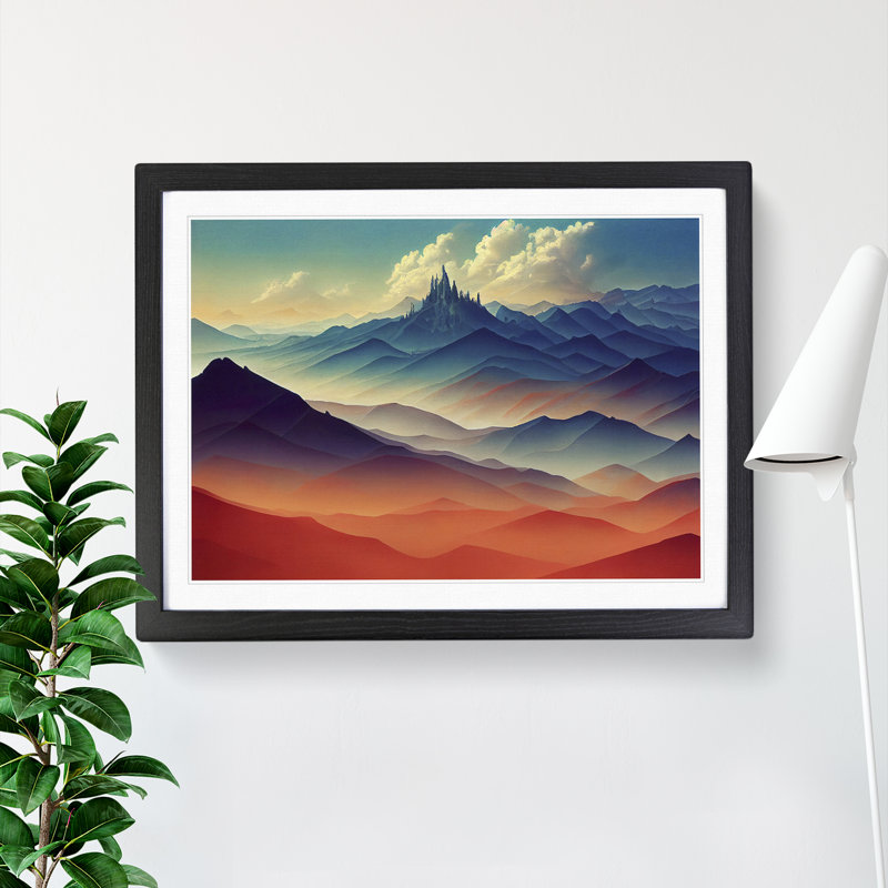 Cosmopolitan Mountain Landscape - Framed Print, Black, 46cm H x 64cm W x 2cm D