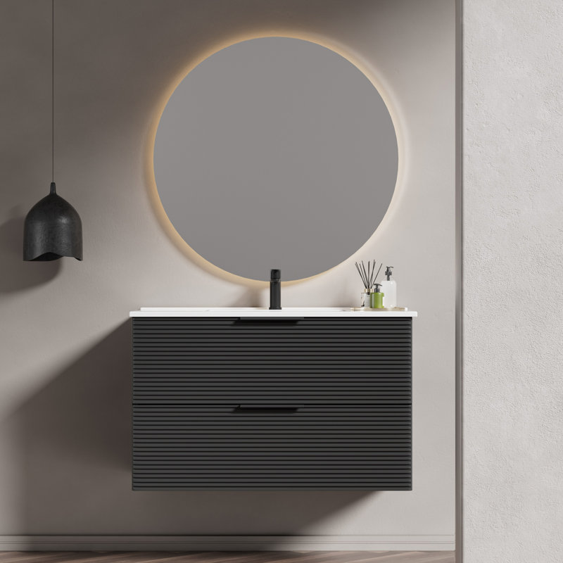 Meuble-lavabo suspendu Valdren 36 po avec lavabo en céramique intégré