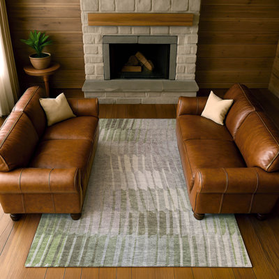 Premium Machine Washable Mayfield AMF2271 Striped Rug
