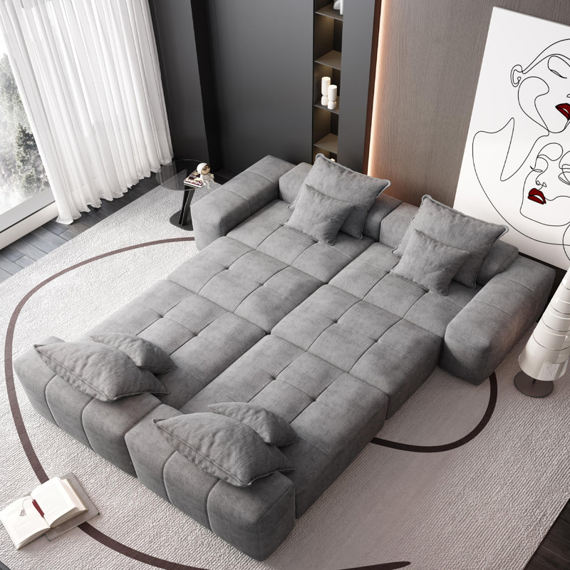 Canapé modulaire moderne surdimensionné avec coussins moelleux, 8 coussins, sans bricolage, Gris