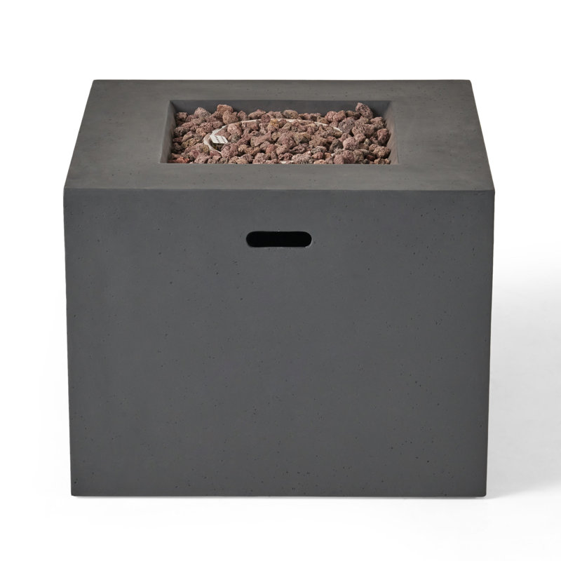 Caelan Square Concrete Propane Fire Pit Cover Only, Dark Gray