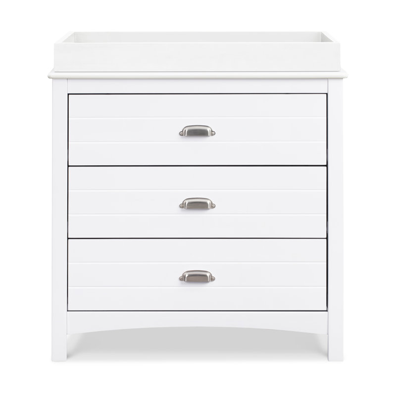 White Farmhouse Shiplap 3-Drawer Nursery Dresser