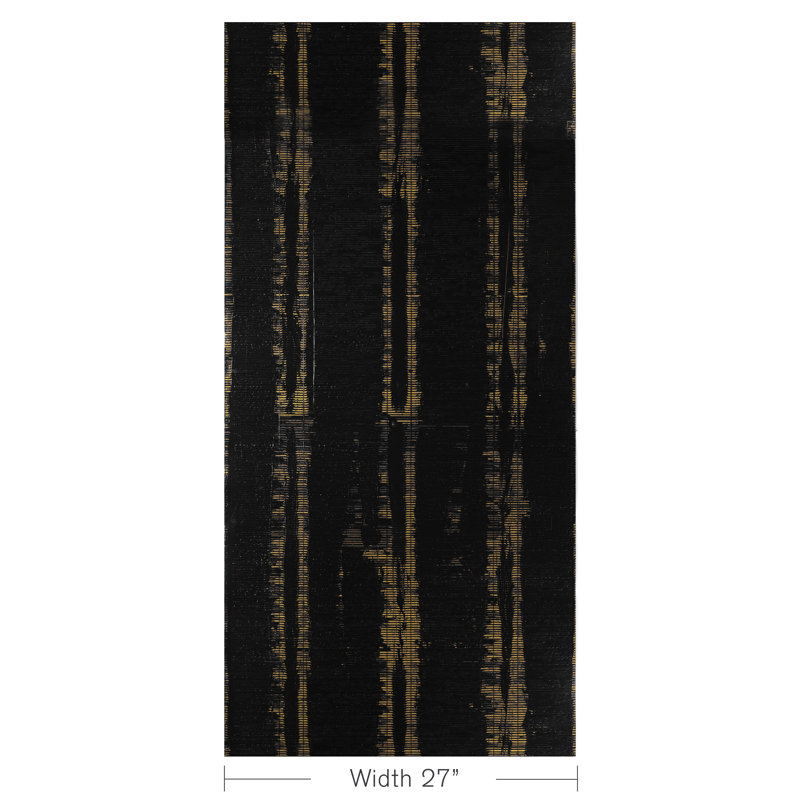 Les Plumes 30' L x 27" W Wallpaper Roll, Onyx