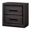 Table de chevet grise 1 pièce 2 tiroirs avec placage de papier noir