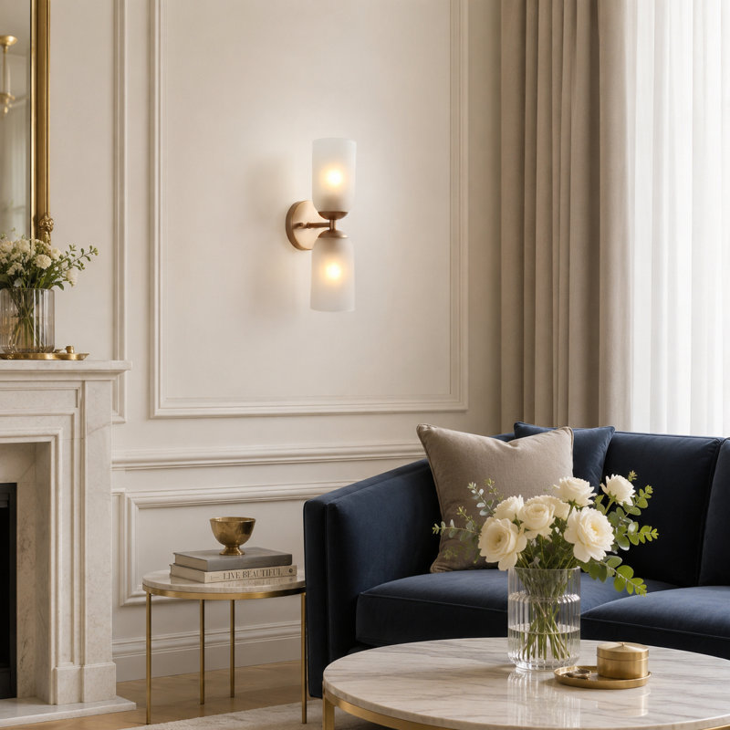 2-Light Dimmable Armed Sconce, Gold